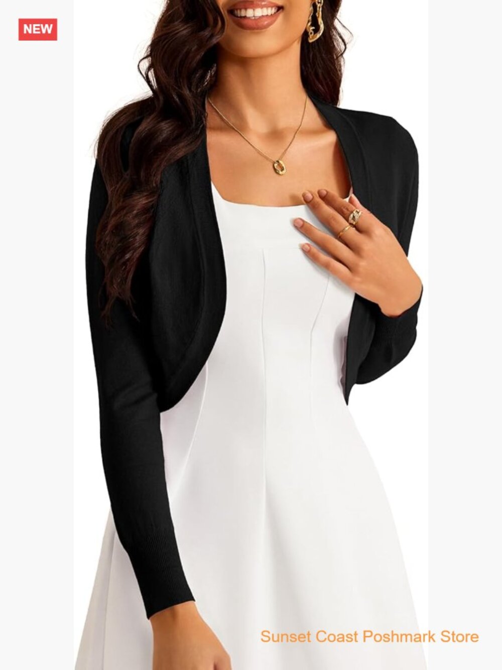 Women's Soft Long Sleeve Cropped Bolero Cardigan Shrug V-Neck Open Front